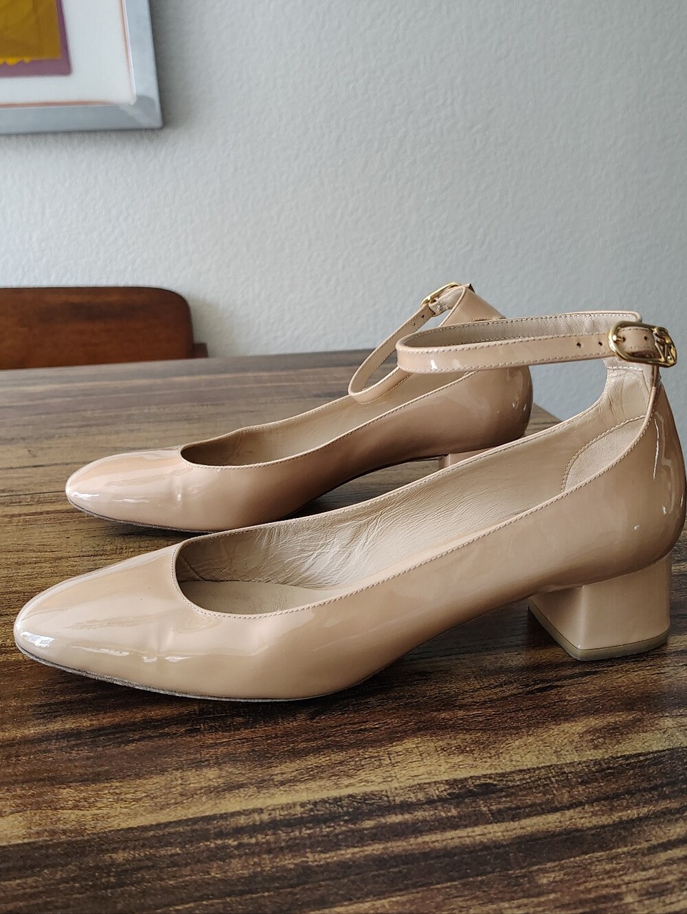 Stuart Weitzman Jane Ankle-Strap Pumps patent leather 9 B